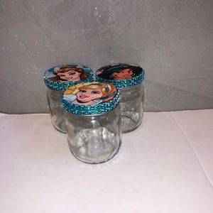 3 Empty Disney Princesses Baby Jars